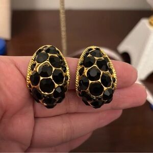 Vintage Blanca Black and Gold Statement Earrings
